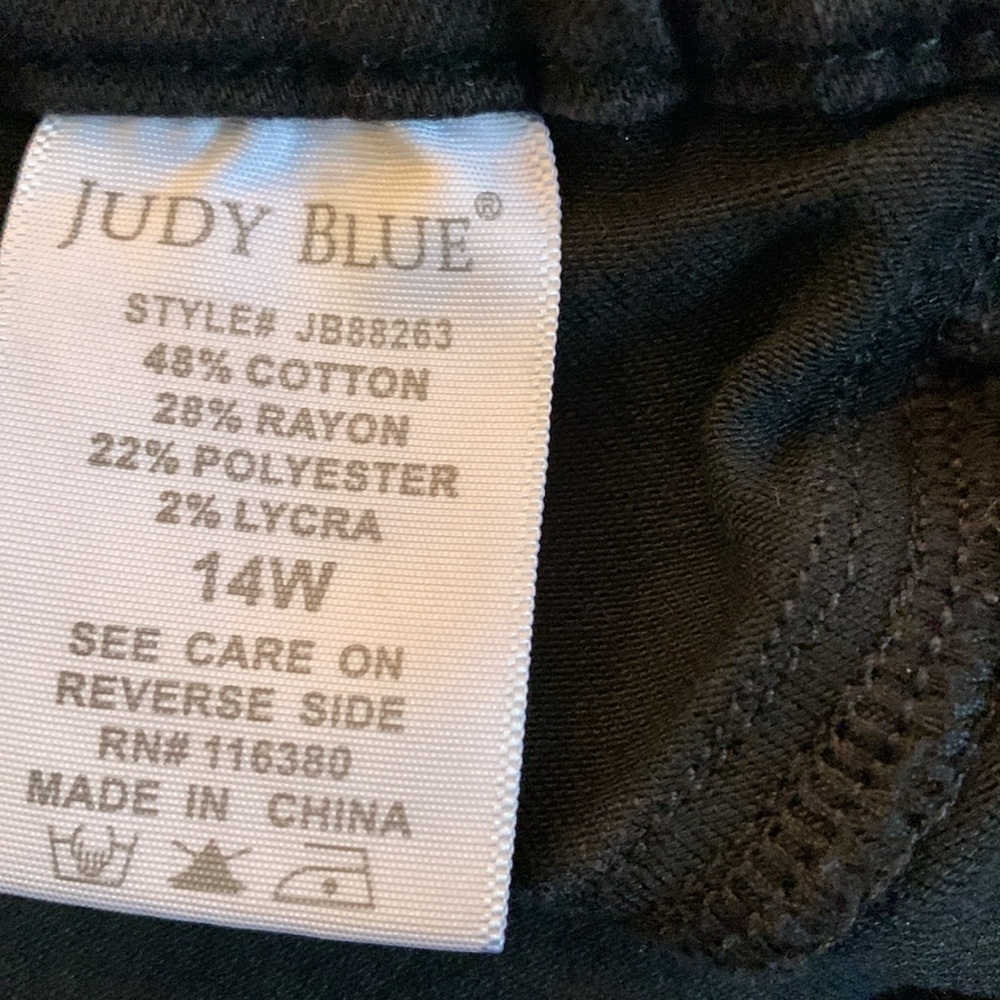 Judy Blue sz 14W Black Denim Leggings Elastic Waist Pull On Jeggings Skinny Fit - Picture 8 of 9